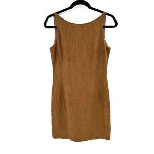 TOMBOLINI Brown Striped 100% Linen Sleeveless Summer Mini Dress Size Medium